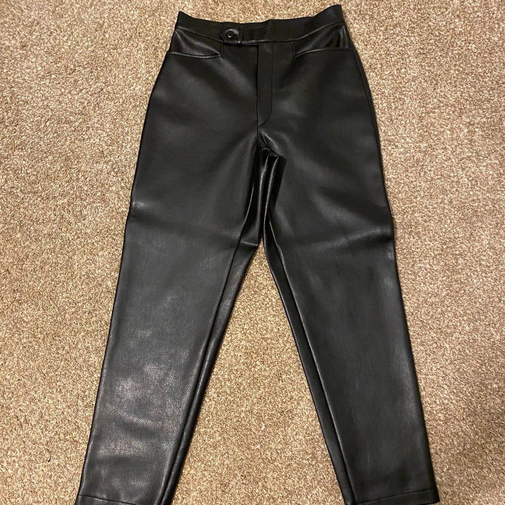 Alanni by Donnie Brook High Rise Straight Leg Faux Leather Lined Pants Size 8